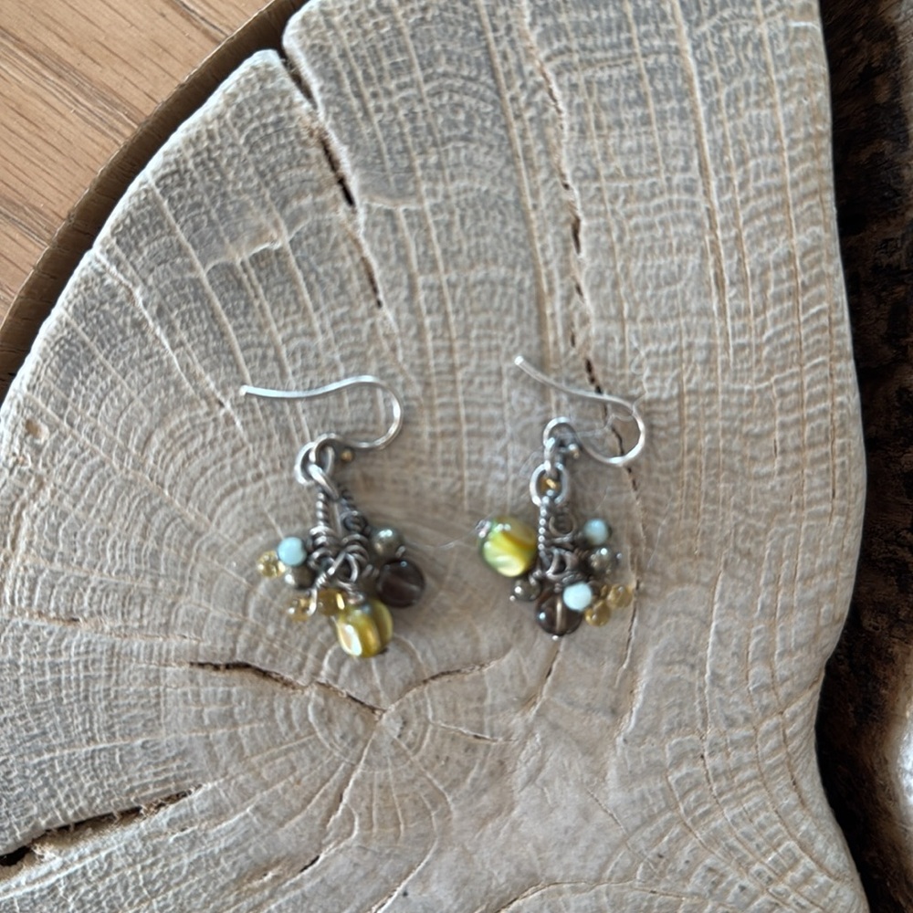 Silpada Amber Green Pearl Ammonite Sterling Silver Cha Cha Earrings - Picture 6 of 10